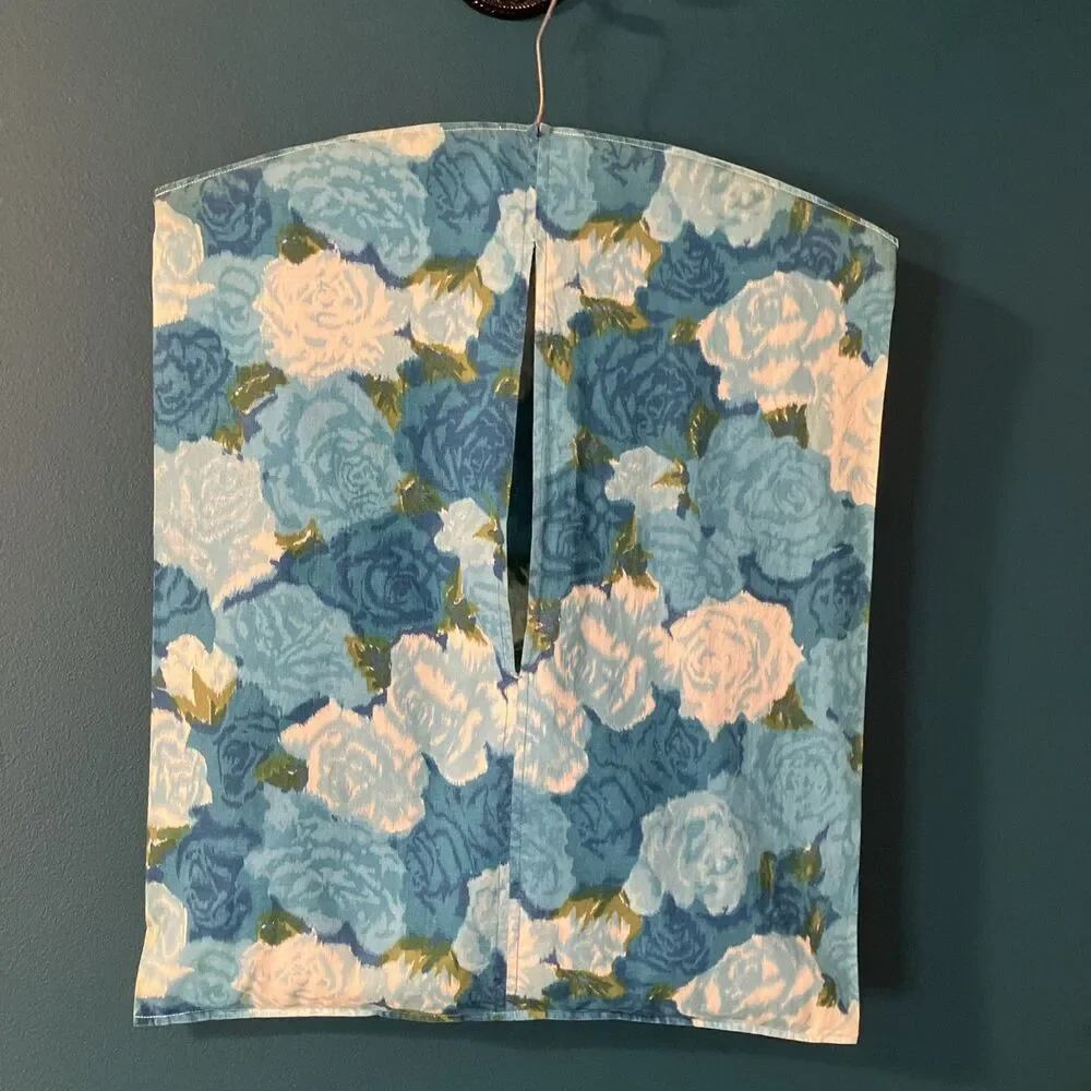 VTG Mid Century Hanging Door / Closet Storage Bags Set Of 2 Fabric / Wood Hanger